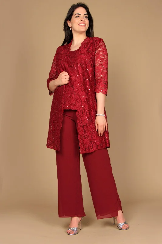 Statement Chiffon Dress Mother of the Bride Long Jacket Pant Suit