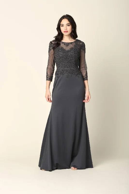 Puffy Sleeve Dress Long Formal Mother of the Bride Dress