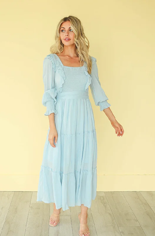 Party Ready Dress Nancy Powder Blue Dress - FINAL SALE - FINAL FEW