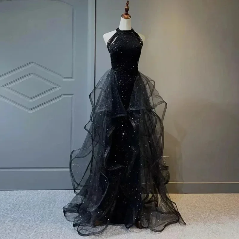 Rose Gold Dress New black sequined lady girl women princess bridesmaid banquet party prom dress gown free shipping Rose Gold Dress New black sequined lady girl women princess bridesmaid banquet party prom dress gown free shipping