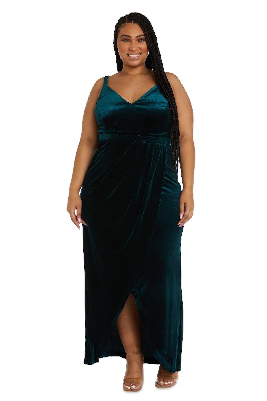 Metallic Formal Dress Nightway High Low Plus Size Velvet Dress 22115W