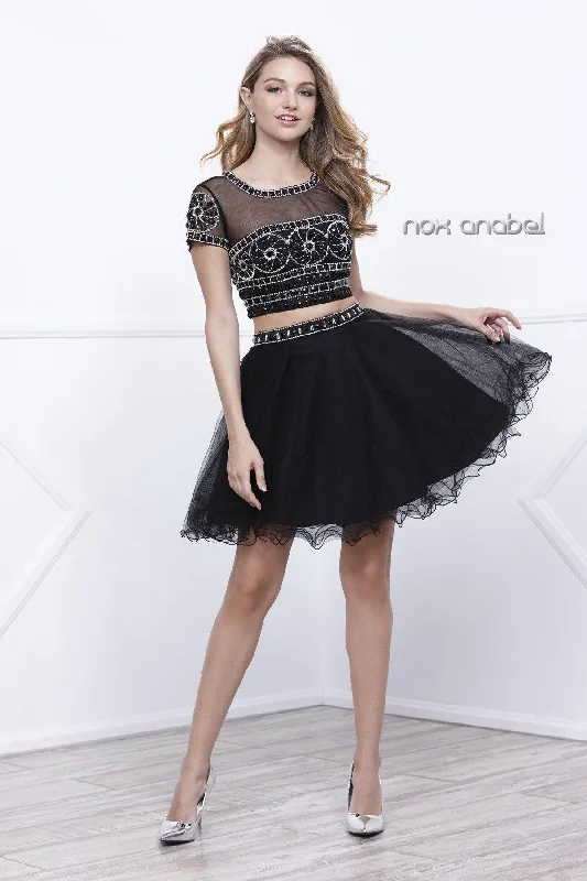 Satin Draped Gown Nox Anabel 6229 Short Two-Piece Homecoming Dress