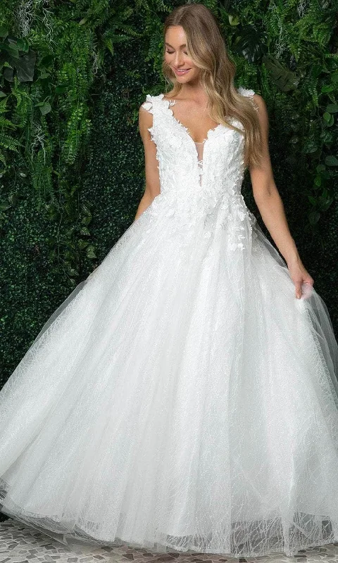 Perfect Fit Dress Nox Anabel JR930P - Sleeveless Plunging V-neck Wedding Gown