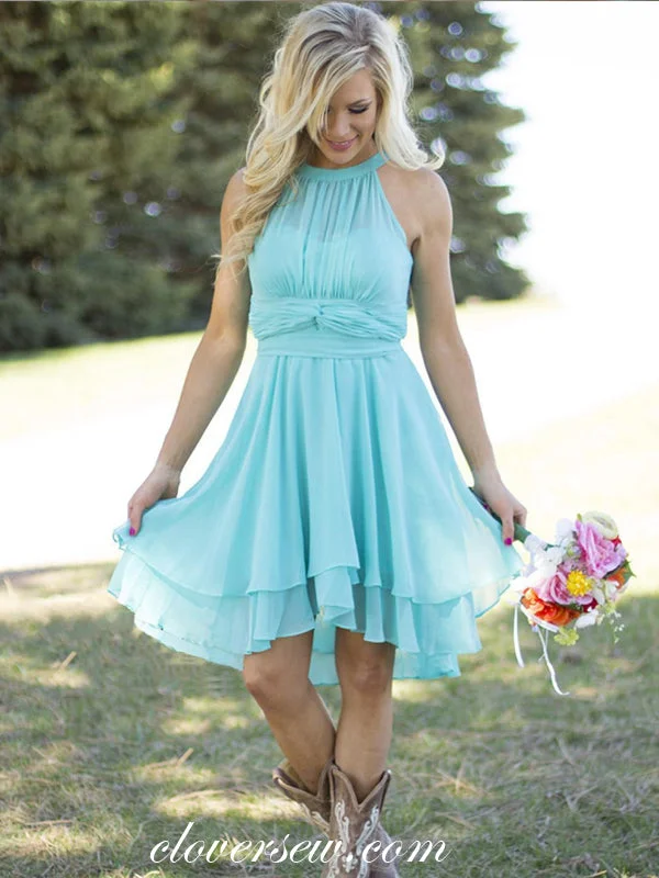 Mermaid Cut Dress Pale Blue Chiffon Pleating Waistline A-line Short Bridesmaid Dresses,CB0143 Mermaid Cut Dress Pale Blue Chiffon Pleating Waistline A-line Short Bridesmaid Dresses,CB0143