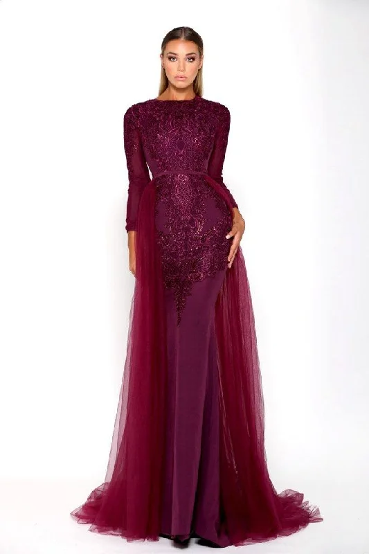 Pearl Embellished Gown Portia And Scarlett Laurent Long Sleeve Formal Dress