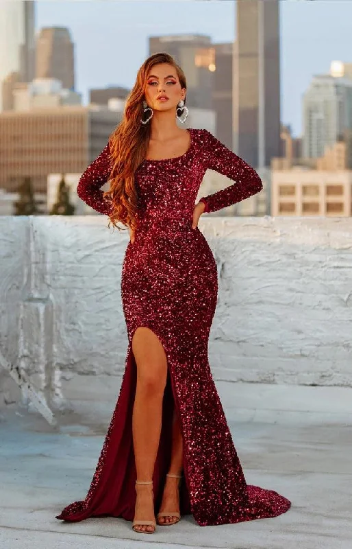 Lavish Evening Gown Portia And Scarlett 21031 Long Sleeve Formal Gown