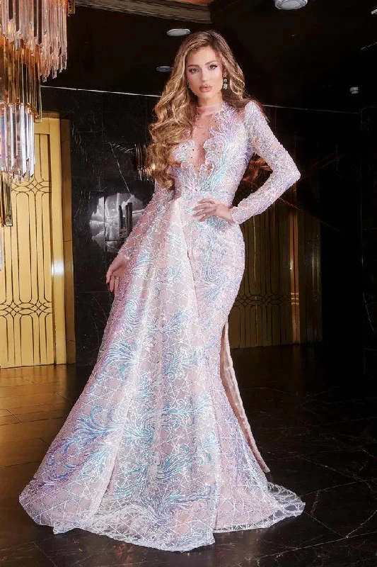 Whimsical Evening Gown Portia and Scarlett PS22345C Long Sleeve Formal Dress