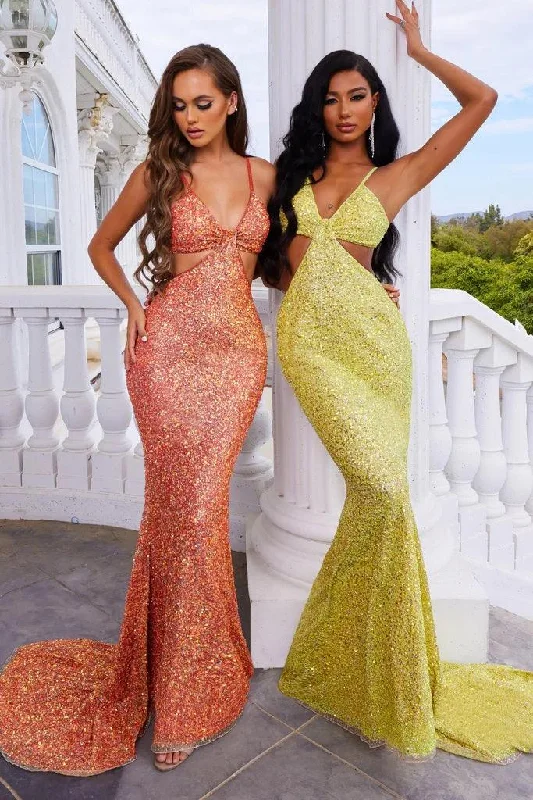 Side Slit Gown Portia and Scarlett PS22442C Long Spaghetti Strap Prom Gown