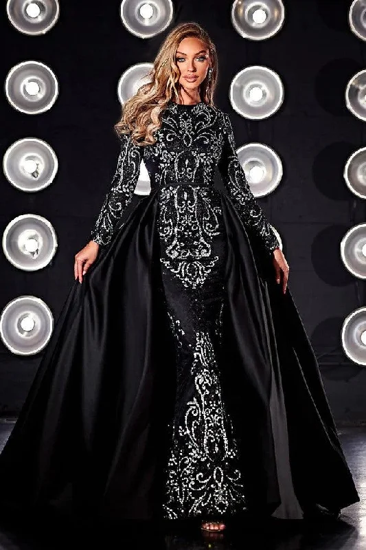 Elegant Cocktail Gown Portia and Scarlett PS23063 Long Sleeve Beaded Formal Dress