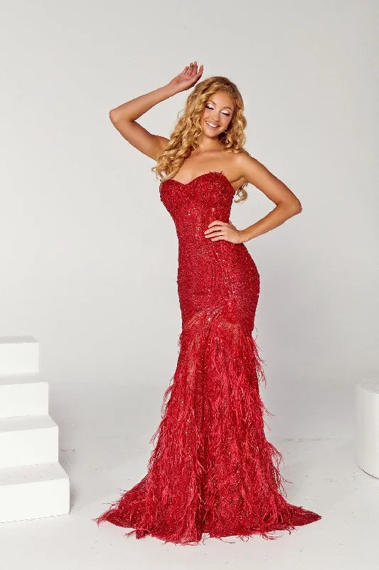 Romantic Soft Satin Dress Portia and Scarlett PS23263 Long Strapless Fitted Prom Gown Romantic Soft Satin Dress Portia and Scarlett PS23263 Long Strapless Fitted Prom Gown