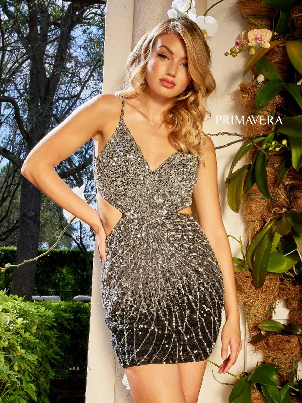 Trendy Party Dress Primavera Couture 4036 Sparkling Short Prom Dress with Cut-Out