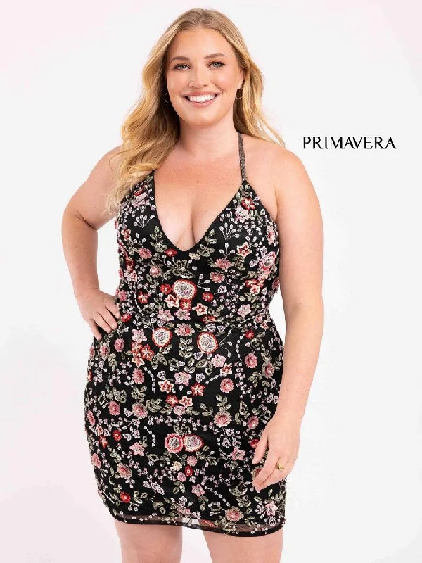 Ruched Satin Dress Primavera Couture Short Plus Size Dress 3881