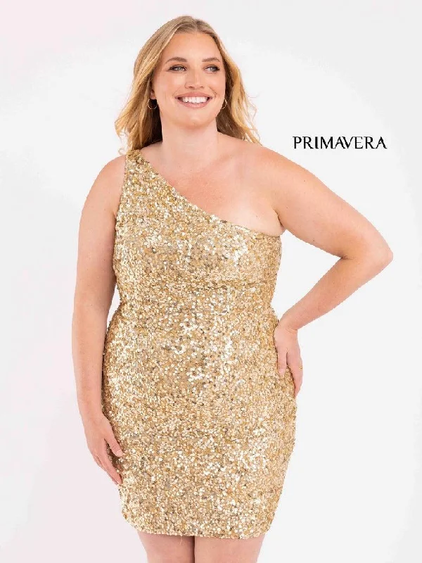 Lush Satin Gown Primavera Couture Short Sequins Plus Size Dress 3883