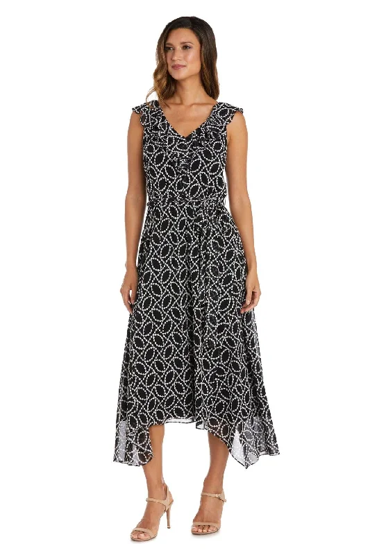 Delicate Lace Dress R&M Richards 9364 High Low Sleeveless Ruffle Dress