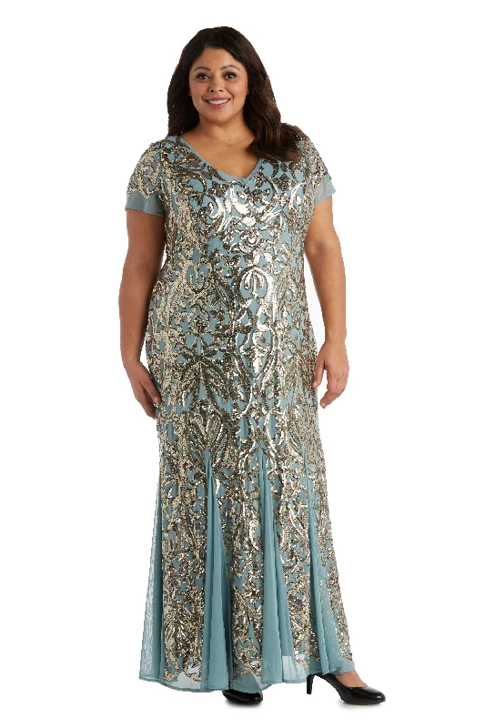 Brocade Formal Dress R&M Richards 5515W Long Plus Size Formal Dress
