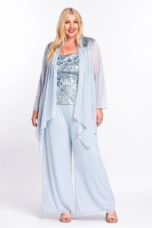 Puffy Formal Dress R&M Richards 5043 Formal Jacket Pant Suit Platinum