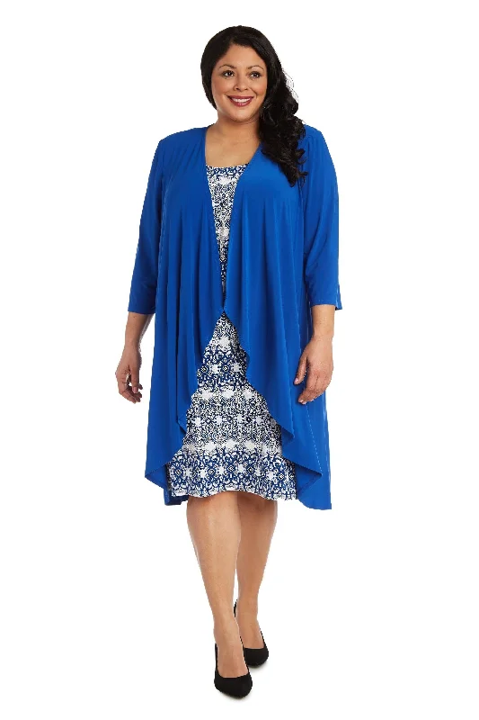 Luxury Satin Gown R&M Richards 7687W Plus Size Short Jacket Dress