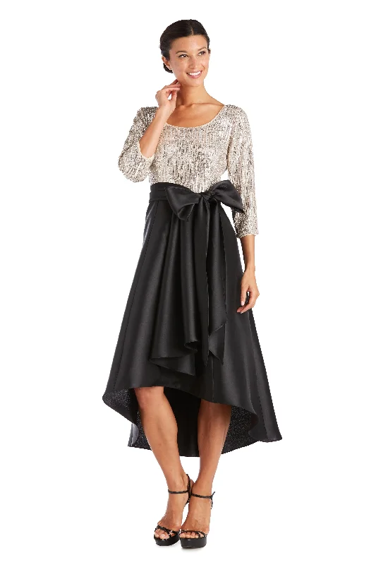 Elegant Beaded Dress R&M Richards 7411 Sequin High Low Dress