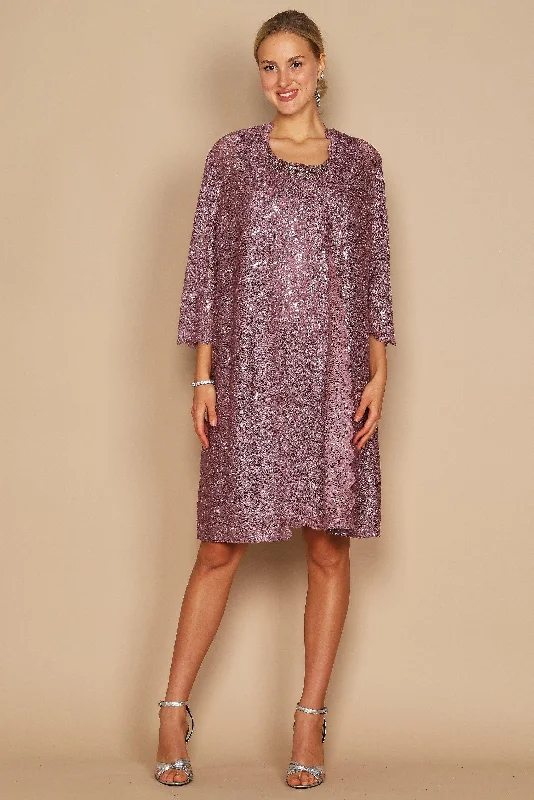 Fashionable Formal Dress R&M Richards 9101 Short Piece Lace Jacket Dress