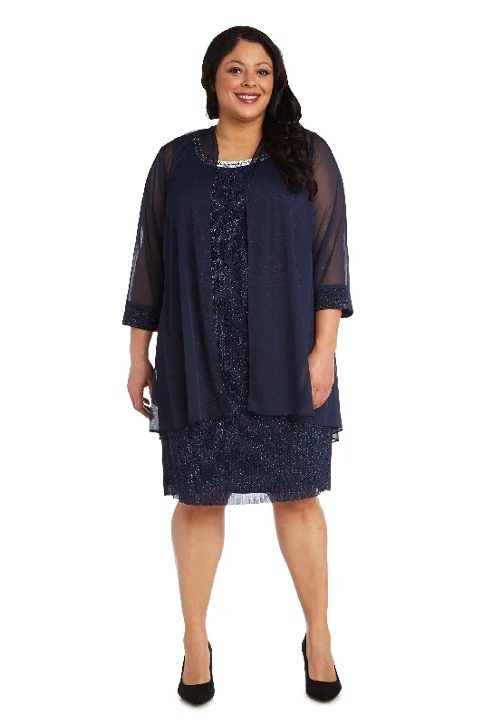Subtle Shine Dress R&M Richards 2583W Short Plus Size Dress