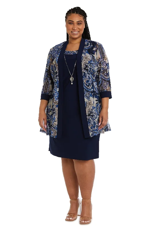 Sophisticated Party Dress R&M Richards 9023W Short Plus Size Jacket Dress