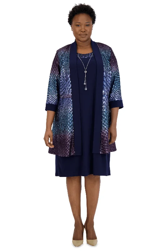Embellished Maxi Dress R&M Richards 9068W Short Plus Size Jacket Dress