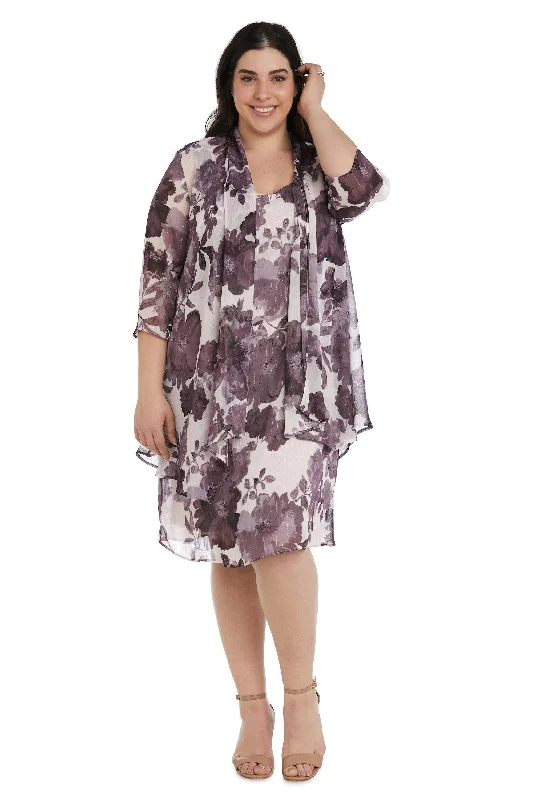 Off-White Gown R&M Richards 9388W Short Plus Size Jacket Dress
