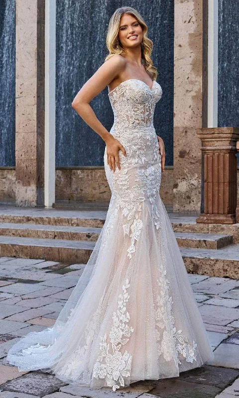 Majestic Ball Gown Rachel Allan Bridal RB4184 - Strapless Lace Appliqued Bridal Gown