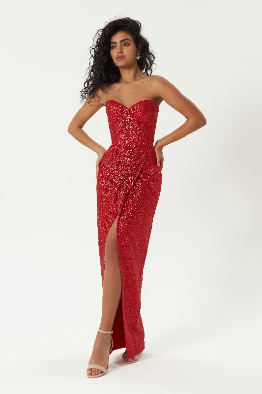 Royal Inspired Gown Red Sparkly Cocktail Dress Madonna