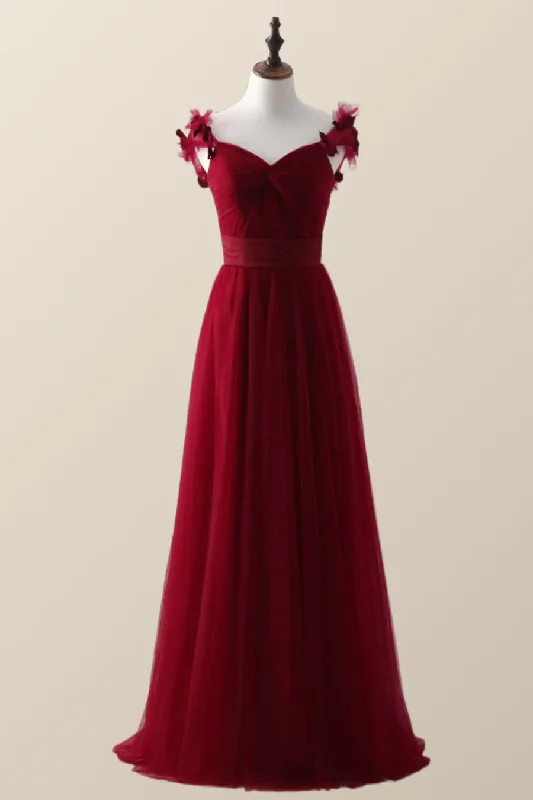 Fashionable Formal Dress Red Knotted Tulle A-Line Long Party Dress Bridesmaid Dress,DP1815 Fashionable Formal Dress Red Knotted Tulle A-Line Long Party Dress Bridesmaid Dress,DP1815