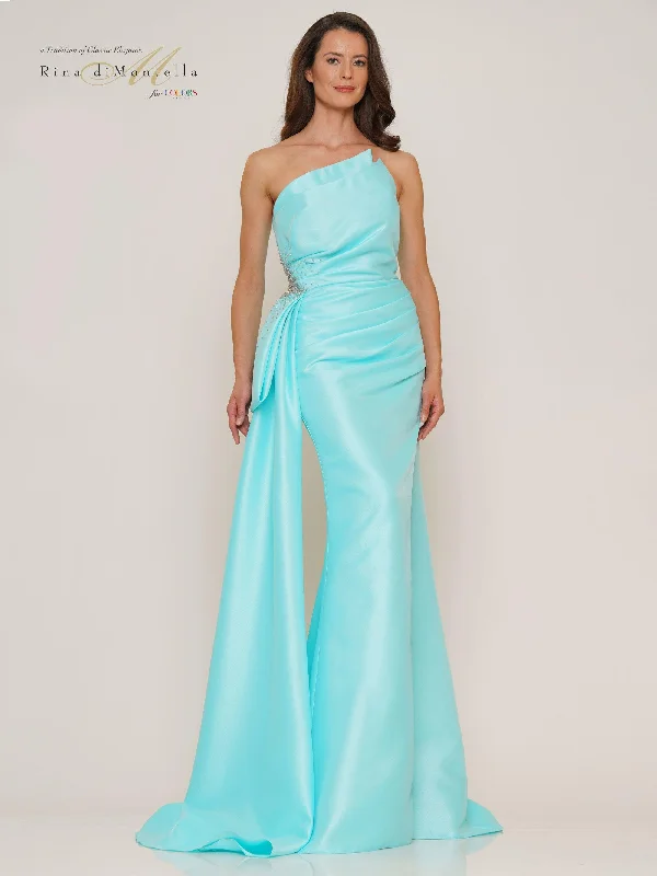 Asymmetrical Gown Rina di Montella Long Strapless Formal Dress 2750