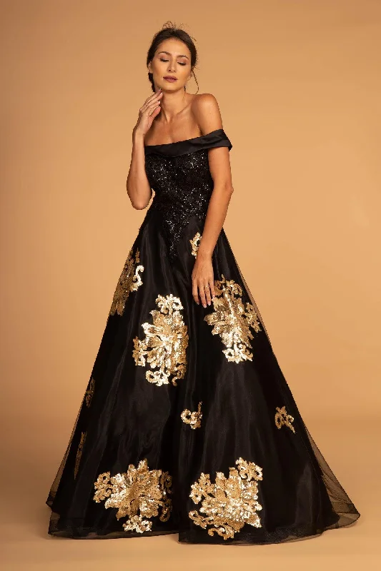 Side Slit Gown Sequin Embellished Long Prom Dress