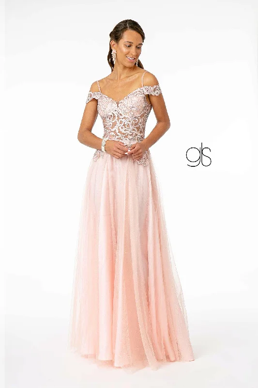 Sophisticated Party Dress Sheer Bodice Mesh A-Line Long Prom Dress