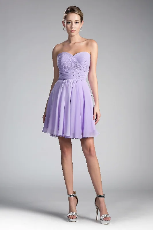 Fashionable Formal Dress Cinderella Divine CJ216S Bridesmaids Short Strapless Chiffon Prom Dress
