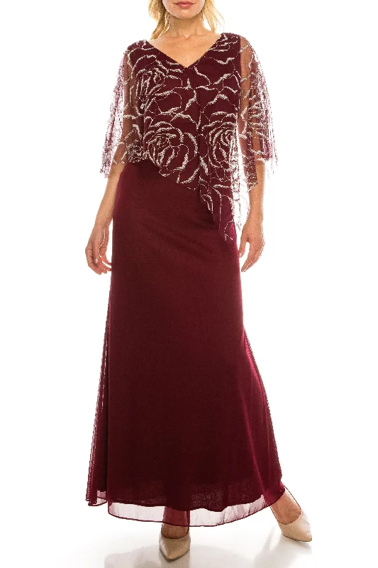 Lavish Evening Gown SL Fashions 9133123 Long Formal Beaded Cape Evening Dress