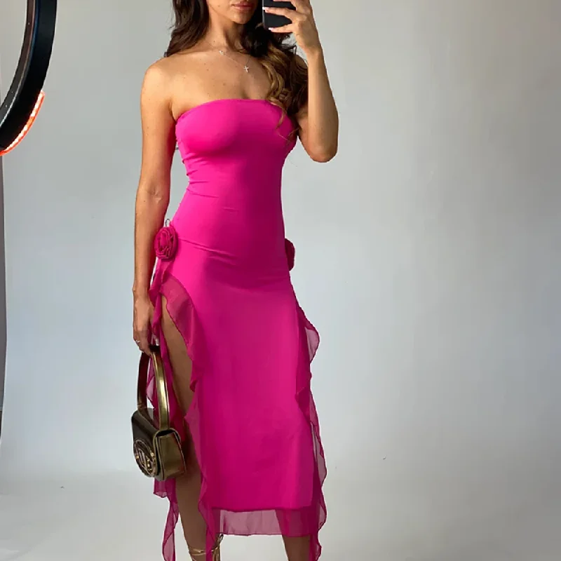 Full Skirt Dress Strapless Sleeveless Irregular Split Dress Sexy Elegant Fashion Luxury Party Dress Wedding Bridesmaid Evening dress Full Skirt Dress Strapless Sleeveless Irregular Split Dress Sexy Elegant Fashion Luxury Party Dress Wedding Bridesmaid Evening dress