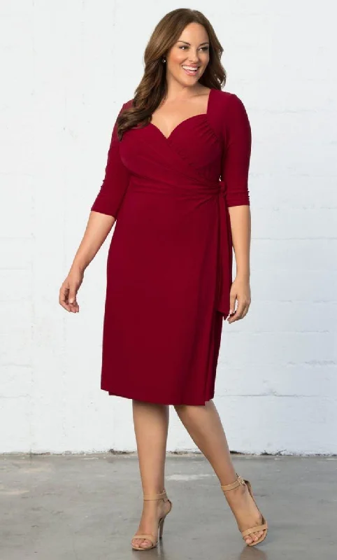 Romantic Floral Dress Kiyonna Sweetheart Knit Wrap Short Dress Plus Size