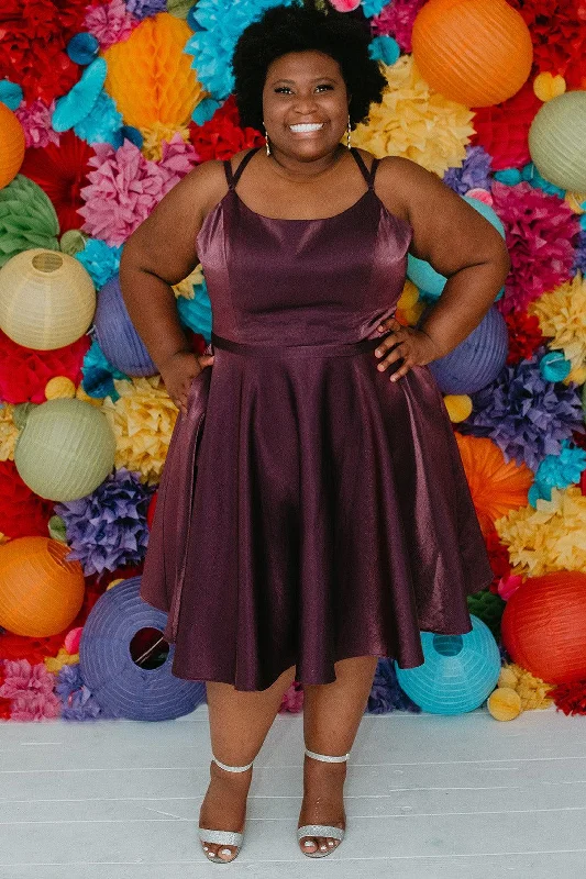 Eye-Catching Satin Gown Sydneys Closet SC8116 Short Plus Size Prom Homecoming Dress