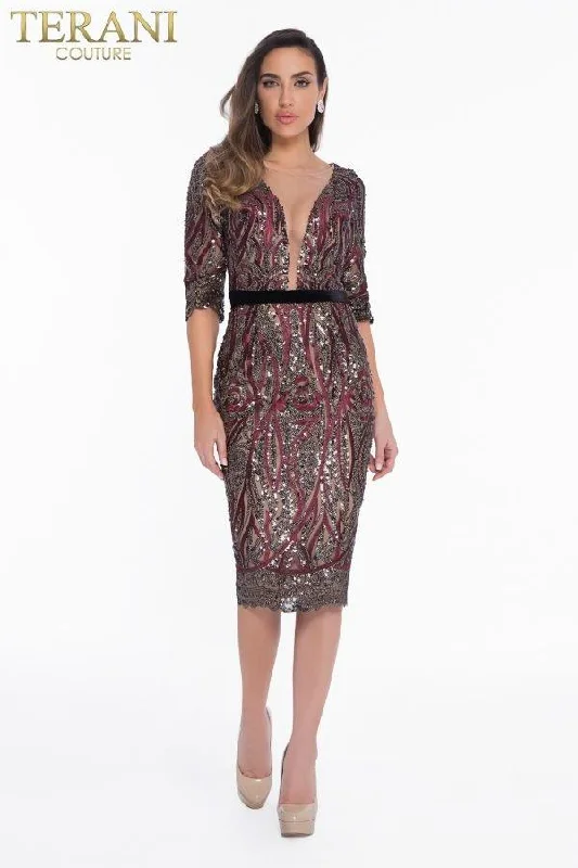Fancy Beaded Gown Terani Couture 1821C7012 Formal Short Dress