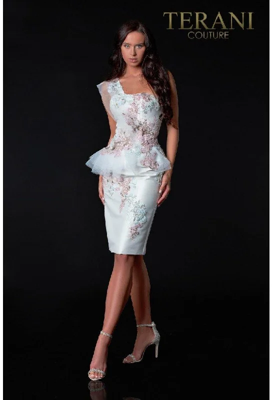 Mermaid Cut Dress Terani Couture 2111C4557 Short One Shoulder Dress