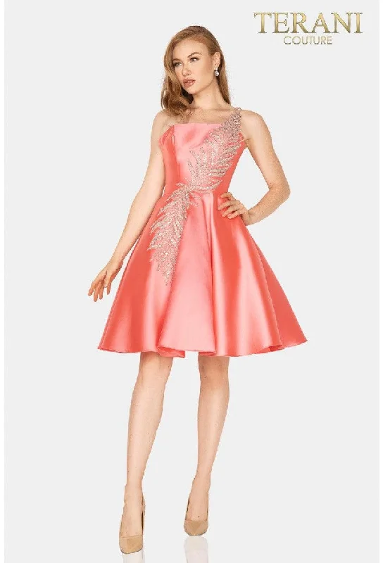 Puffy Formal Dress Terani Couture 2011P1021 Prom Short Beaded Dress