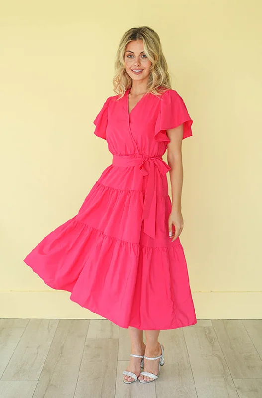 Unique Cocktail Dress Tessa Hot Pink Dress - DM Exclusive - Nursing Friendly - Maternity Friendly - FINAL SALE Unique Cocktail Dress Tessa Hot Pink Dress - DM Exclusive - Nursing Friendly - Maternity Friendly - FINAL SALE