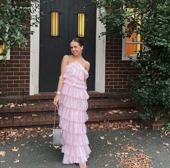 Satin Draped Gown Unique Halter Layered Tulle Prom Dresses Long Bridesmaid Dresses,DP361 Satin Draped Gown Unique Halter Layered Tulle Prom Dresses Long Bridesmaid Dresses,DP361