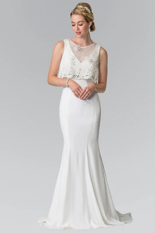Perfect Prom Dress Long Wedding Dress with Detachable Beaded Lace Top