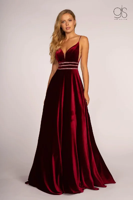 Lush Satin Gown Prom Long Velvet Evening Dress Formal Ball Gown