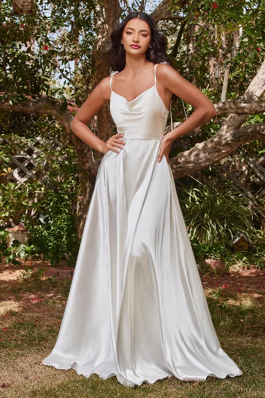 Elegant Wedding Gown White Satin A-line Gown by Cinderella Divine BD104W
