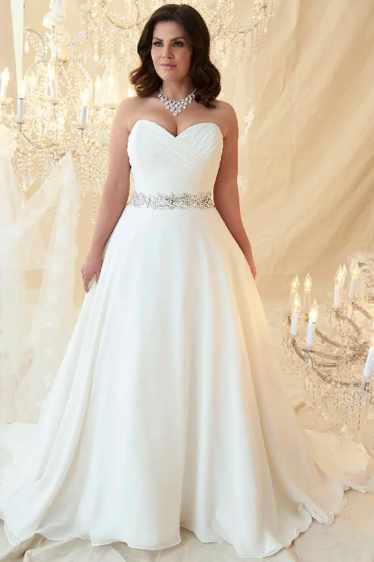 Wedding Reception Gown A-Line Sweetheart Jeweled Chiffon Plus Size Wedding Dress With Criss Cross And Zipper-MK_703605 Wedding Reception Gown A-Line Sweetheart Jeweled Chiffon Plus Size Wedding Dress With Criss Cross And Zipper-MK_703605