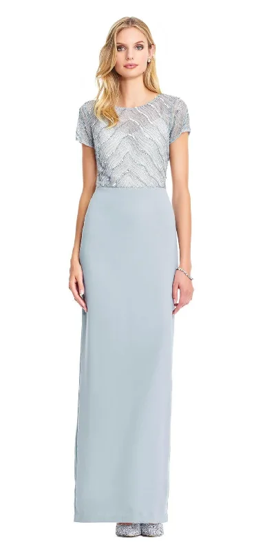 Lace Sleeves Dress Adrianna Papell AP1E203629 Long Formal Short Sleeve Evening Dress