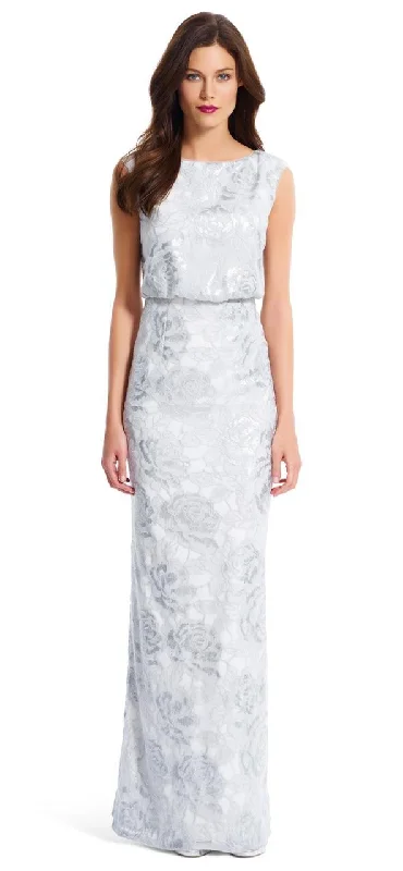 Structured Evening Gown Adrianna Papell - Sequined Bateau Neck Dress 81917490