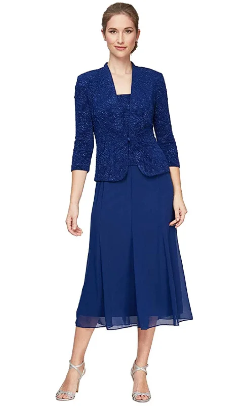 Showstopper Dress Alex Evenings 125256 - Glittered Three-Piece Set Modest Dress
